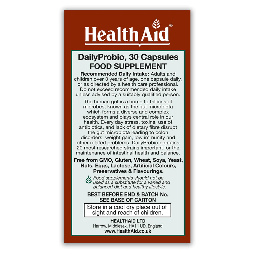 HEALTHAID probiotic capsules DailyProbio  30